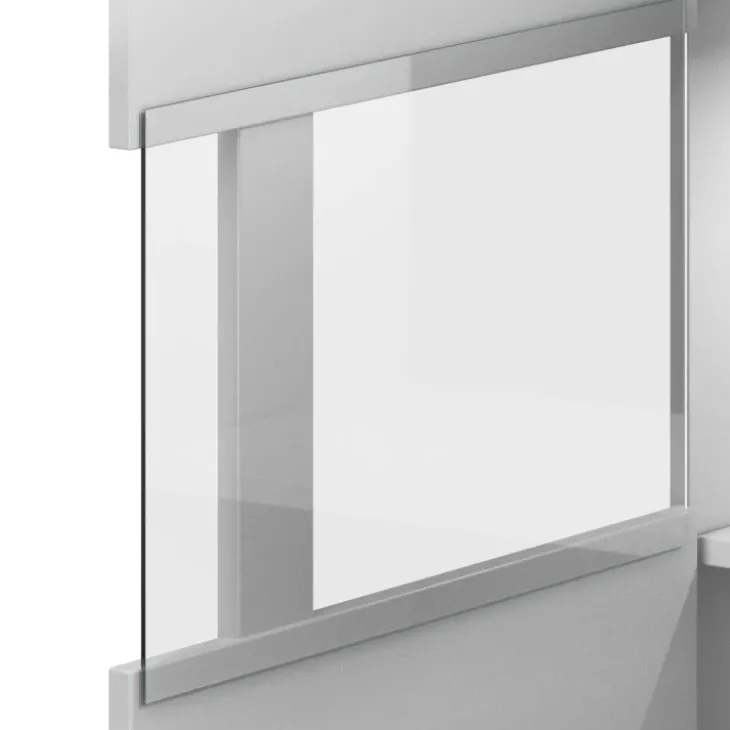 Credenza 180x103h cm 2 ante 3 cassetti con vetrinetta moderna bianco opaco e lucido Maiorca