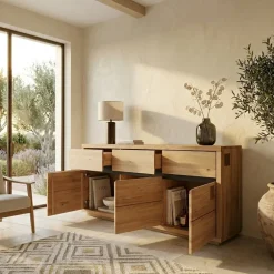 Credenza 175x85h cm 3 ante 3 cassetti legno massello rovere Tarselia