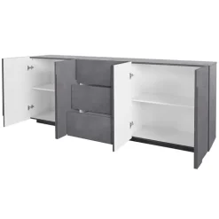 Credenza 224x86h cm 4 ante 3 cassetti moderna ossido Zenzero Gihome®