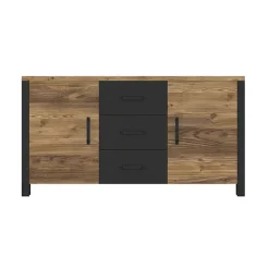 Credenza 147x79h cm 2 ante 3 cassetti moderna quercia nero opaco Nebraska