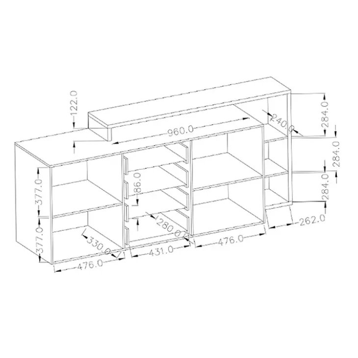 Credenza 180x98h cm 2 ante 4 cassetti moderna bianco cemento Megan Gihome®