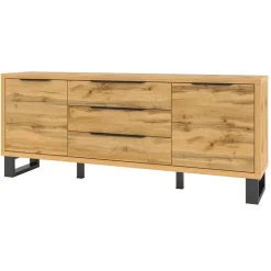 Credenza 201x83h cm 2 ante 3 cassetti moderna quercia nero Petra