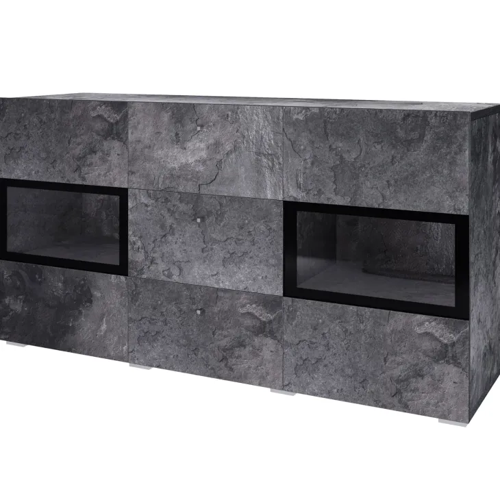 Credenza 132x70h cm 2 ante 3 cassetti moderna ossido nero Emotion Gihome®