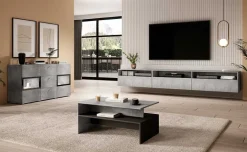 Credenza 132x70h cm 2 ante 3 cassetti moderna cemento Emotion Gihome®
