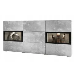 Credenza 132x70h cm 2 ante 3 cassetti moderna cemento Emotion Gihome®