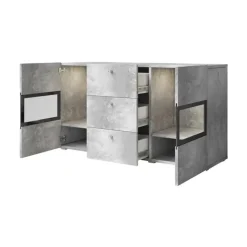 Credenza 132x70h cm 2 ante 3 cassetti moderna cemento Emotion Gihome®