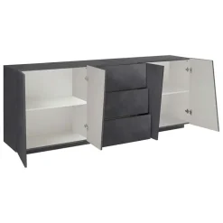 Credenza 220x86h cm 4 ante 3 cassetti moderna ossido Candia Gihome®