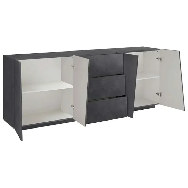 Credenza 220x86h cm 4 ante 3 cassetti moderna ossido Candia Gihome®