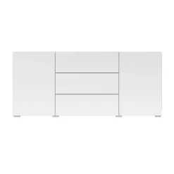 Credenza 140x63h cm 2 ante 3 cassetti moderna soggiorno bianca Fusion