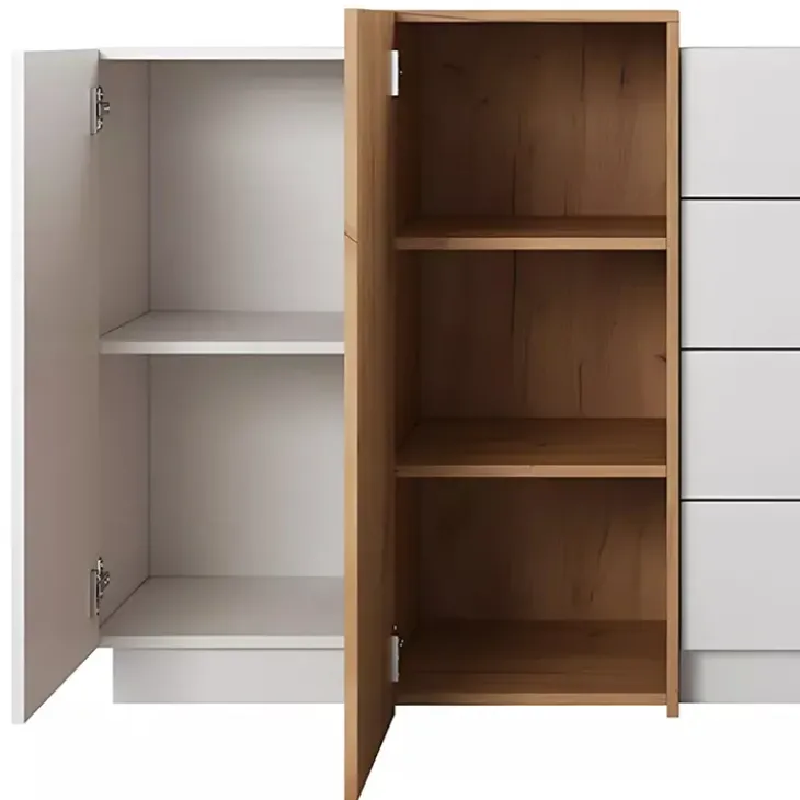 Credenza 160x94h cm 2 ante 4 cassetti moderna quercia bianco opaco James