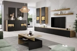 Credenza 132x70h cm 2 ante 3 cassetti rovere rustico nero Emotion Gihome®