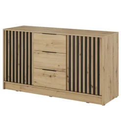 Credenza 155x86h cm 2 ante 3 cassetti soggiorno quercia nero Miller