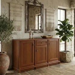 Credenza 153x90h cm 3 ante 1 cassetto arte povera noce Toscana