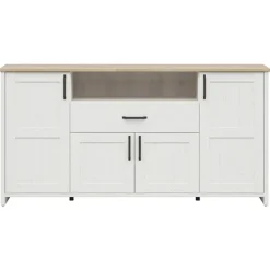 Credenza 194x99h cm 4 ante 1 cassetto scandinava bianco frassinato rovere Lars