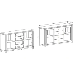 Credenza 181x93h cm 2 ante con vetrinetta 4 cassetti beige Texel