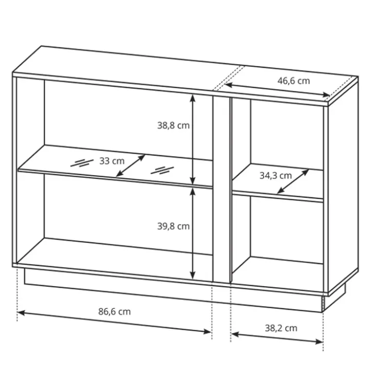 Credenza 138x91h cm 3 ante con vetrina moderna bianco rovere Noa Gihome®
