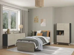 Credenza 155x75h cm 3 ante moderna ante rovere grafite Elmer