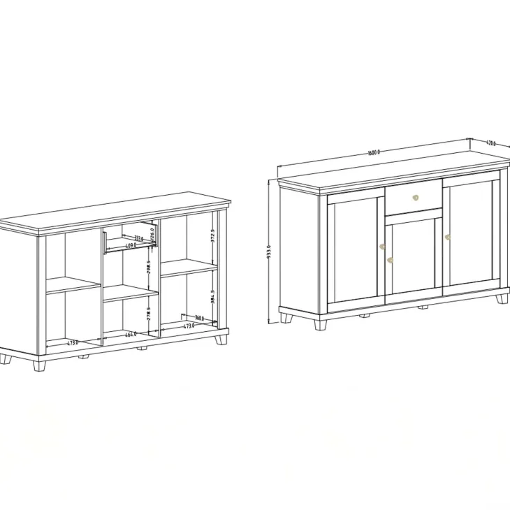 Credenza 160x93h cm 3 ante moderna beige Texel