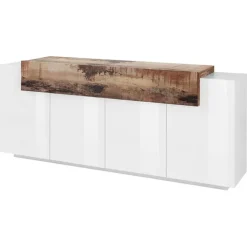 Credenza 200x86h cm 4 ante moderna bianco lucido pero Milos Gihome®