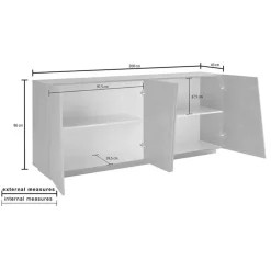 Credenza 200x86h cm 4 ante moderna bianco lucido Candia Gihome®