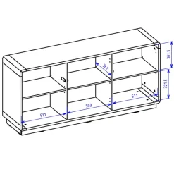 Credenza 160x75h cm 3 ante moderna nero opaco rovere Esmond