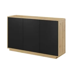 Credenza 160x75h cm 3 ante moderna nero opaco rovere Esmond