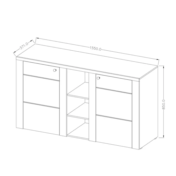 Credenza 155x85h cm 2 ante moderna quercia rovere grigio Paloma 2