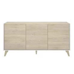 Credenza 155x75h cm 3 ante moderna rovere bianco opaco Elmer