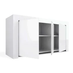 Credenza 162x82h cm 3 ante moderna soggiorno bianco lucido Essential