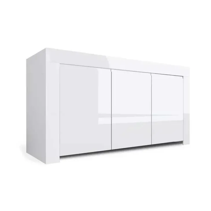 Credenza 162x82h cm 3 ante moderna soggiorno bianco lucido Essential