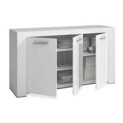 Credenza 144x80h cm 3 ante moderna soggiorno bianco opaco Creta