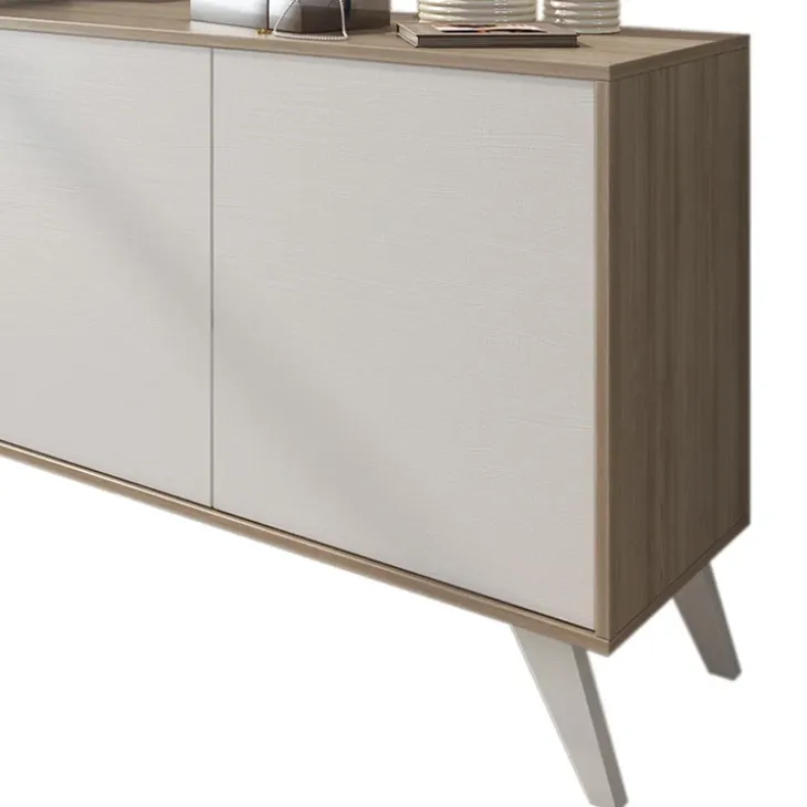 Credenza 154x72h cm 3 ante soggiorno rovere bianco frassinato Divine
