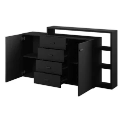 Credenza 180x97h cm 2 ante soggiorno nero opaco Megan Gihome®