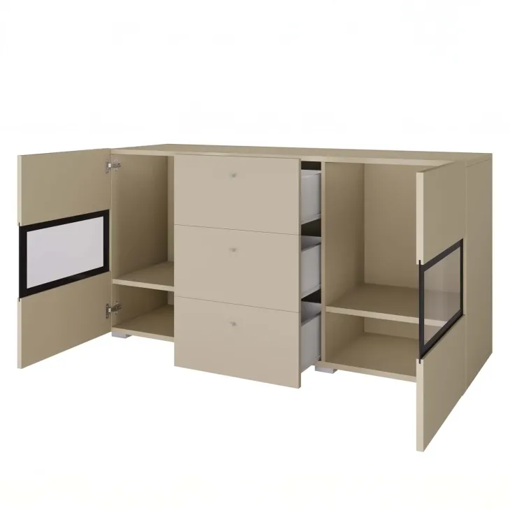 Credenza 132x70h cm 3 cassetti 2 ante beige cashmere Emotion Gihome®