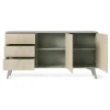 Credenza 158x80h cm 3 cassetti 2 ante verde salvia rovere Myrta