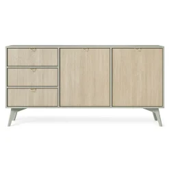 Credenza 158x80h cm 3 cassetti 2 ante verde salvia rovere Myrta