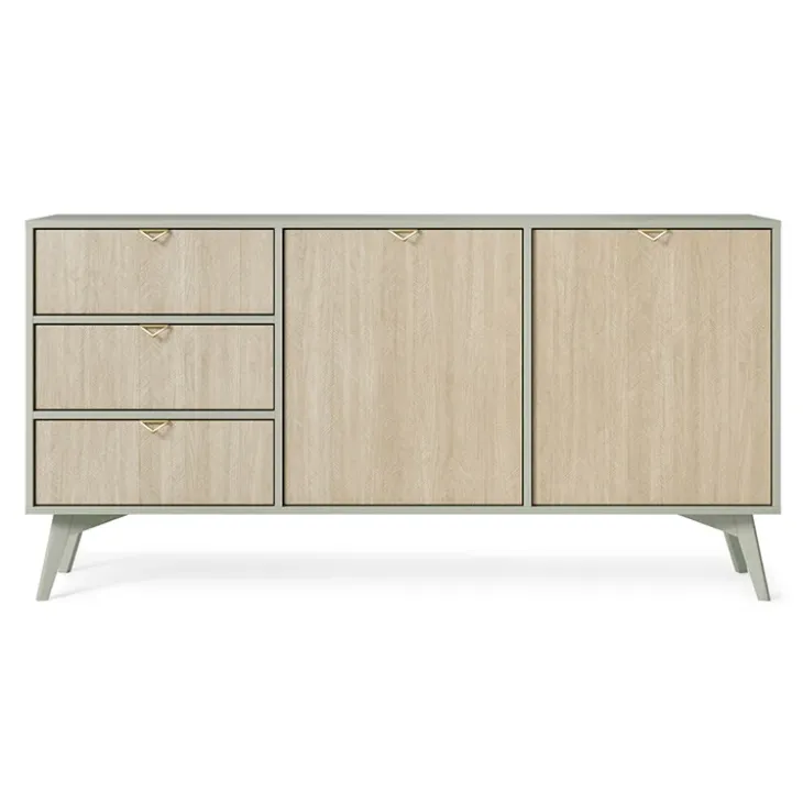 Credenza 158x80h cm 3 cassetti 2 ante verde salvia rovere Myrta