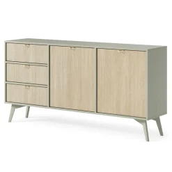 Credenza 158x80h cm 3 cassetti 2 ante verde salvia rovere Myrta