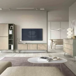 Credenza 158x80h cm 3 cassetti 2 ante verde salvia rovere Myrta