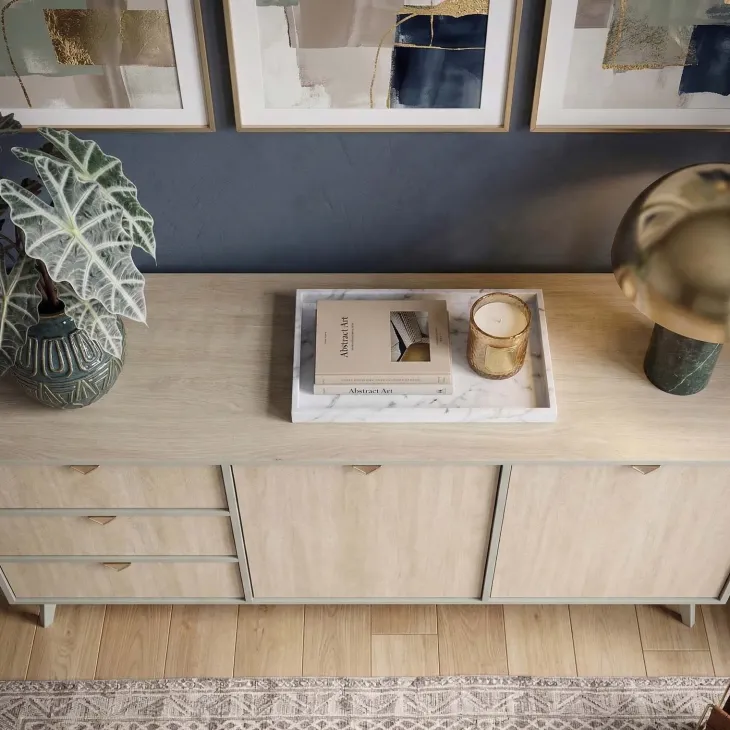 Credenza 158x80h cm 3 cassetti 2 ante verde salvia rovere Myrta