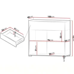 Credenza 100x93h cm 1 cassetto 2 ante moderna bianco Eindhoven