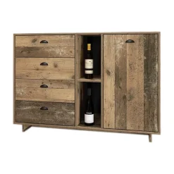 Credenza 120x85h cm con cassetti moderna legno vecchio antico West Gihome®