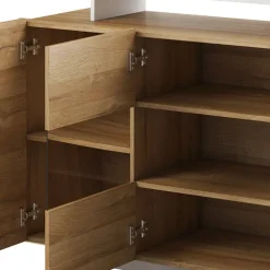 Credenza 155x94h cm con vetro moderna rovere bianco Blob