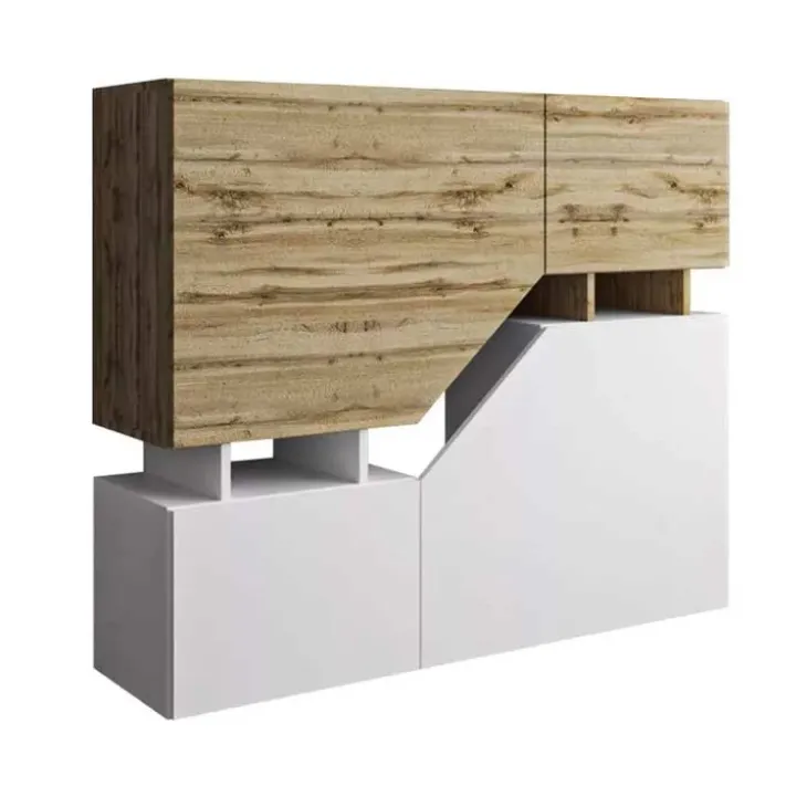 Credenza 120x100h cm moderna design rovere bianco Modesta