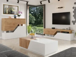 Credenza 120x100h cm moderna design rovere bianco Modesta