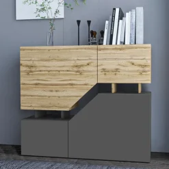 Credenza 120x100h cm moderna design rovere antracite Modesta