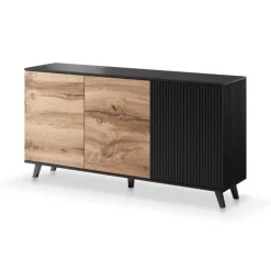 Credenza 160x82h cm soggiorno design industrial rovere nero Nandina