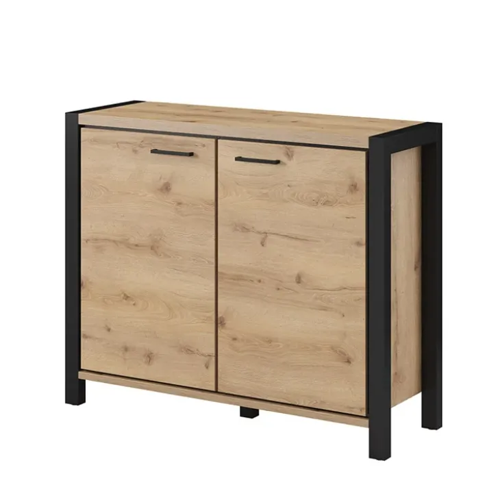 Credenza 112x91h cm soggiorno industrial quercia nero opaco Neive
