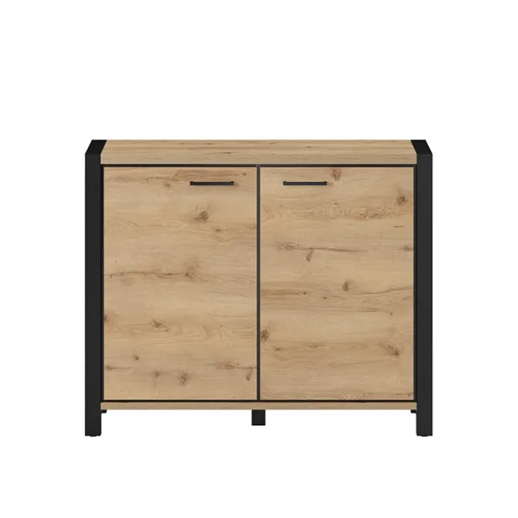 Credenza 112x91h cm soggiorno industrial quercia nero opaco Neive
