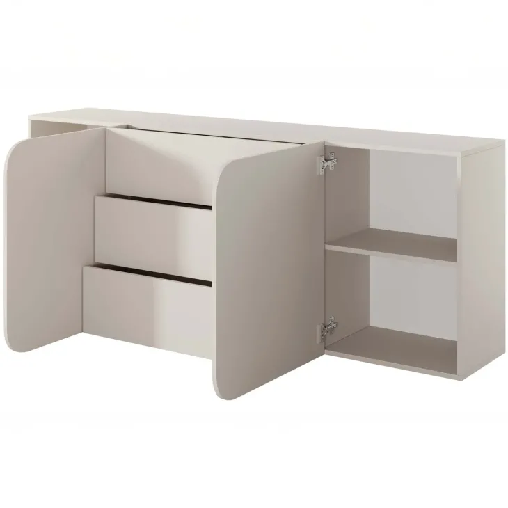 Credenza 180x70h cm sospesa 2 ante 3 cassetti beige Volia